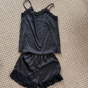 Amazon Black Satin Lace Pajama Set